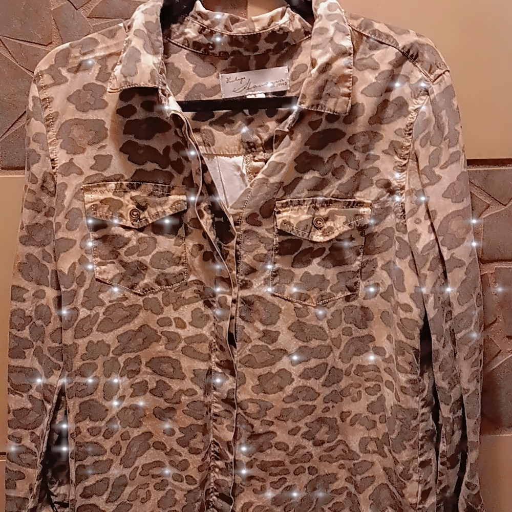 Vintage Havana Animal Print Blouse - Tan